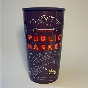 RARE STARBUCKS Pike Place Public Market Purple Ceramic Collectable Mug